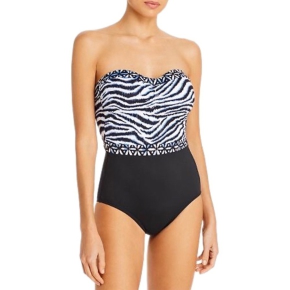 Tommy Bahama Zanzibar Zebra Bandeau One Piece - Picture 1 of 6